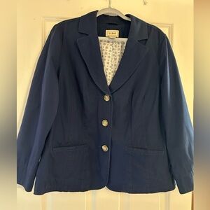 Vintage LL Bean Cotton Canvas Jacket Womens XL 18/20 Blue Lined Coat Blazer